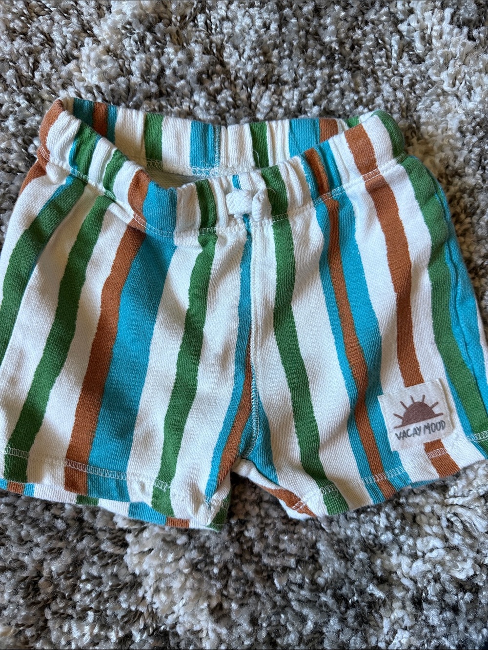 Zara Striped Green Blue Brown toddler Shorts-2